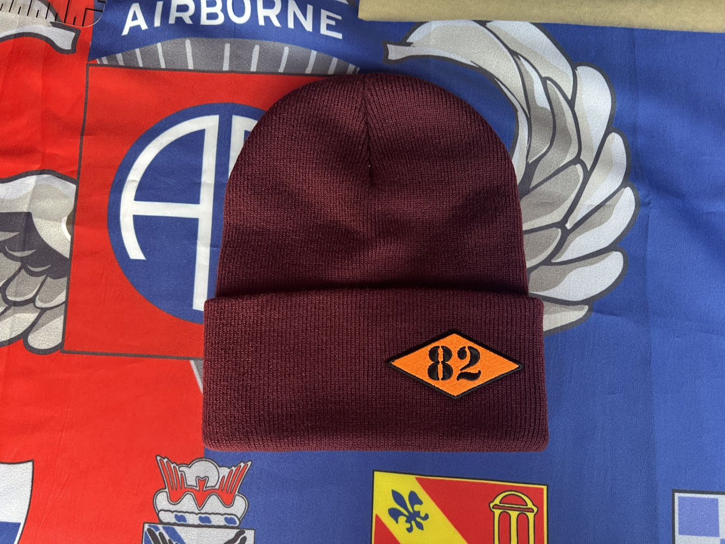 82nd Ranger Diamond Maroon Beanie